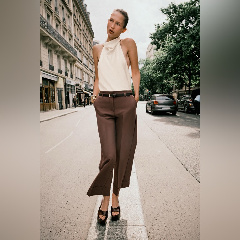 ZARA CUFFED BROWN PANTS